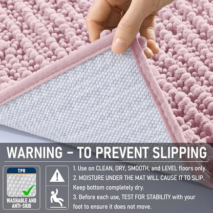 OLANLY Bathroom Runner Rugs 47x17, Thick Soft Absorbent Chenille Bath Rugs