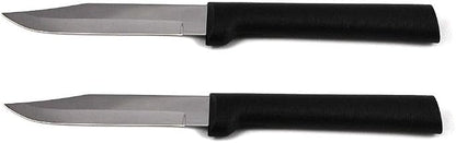 Rada Cutlery Regular Paring Knife (W201), 3.25" Stainless Steel Blade, Black Handle, Pack of 2