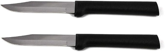 Rada Cutlery Regular Paring Knife (W201), 3.25" Stainless Steel Blade, Black Handle, Pack of 2