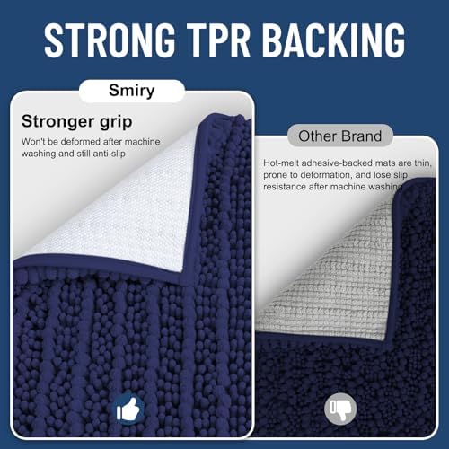 Smiry Bathroom Rugs 36X24, Extra Soft Rubber Backing Chenille Bath Mats