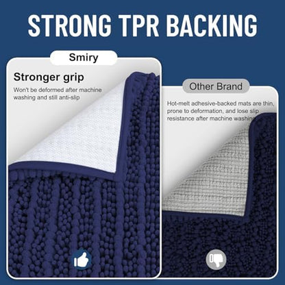Smiry Bathroom Rugs 36X24, Extra Soft Rubber Backing Chenille Bath Mats
