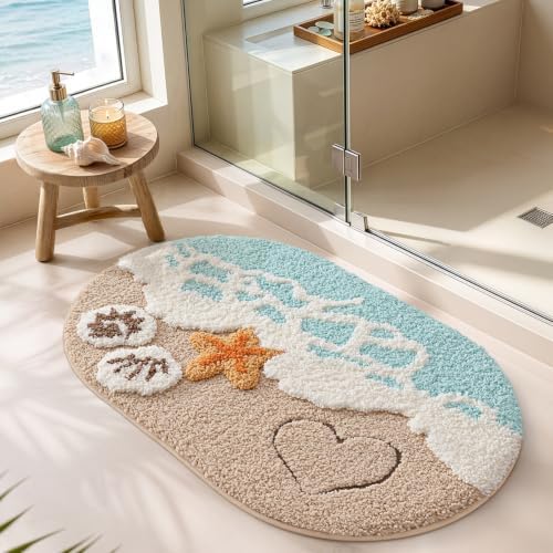 LUMI 2 Piece Beach Bathroom Rug Soft Microfiber Bath Mat 22x34