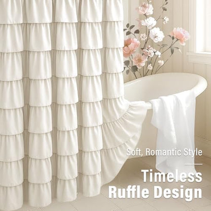 Seasonwood Ruffle Shower Curtain Cream, 72" x 72"