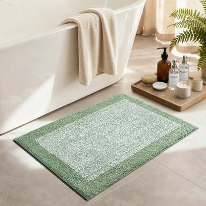 36x24 Large Bathroom Rugs Non Slip Washable, Soft Absorbent Bath Mat Green