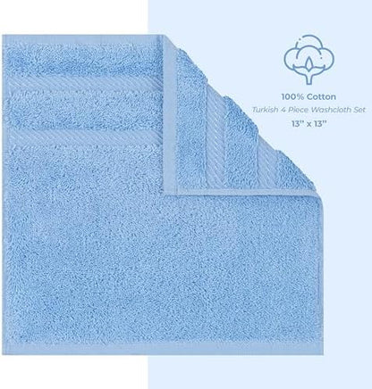 American Soft Linen 100% Cotton Luxury Turkish Towels, 4 PC Washcloth Set