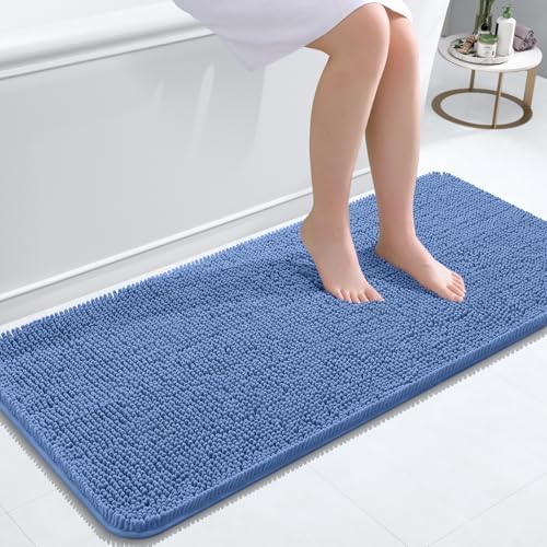 OLANLY Bathroom Runner Rugs 47x20, Extra Soft Absorbent Chenille Bath Rugs
