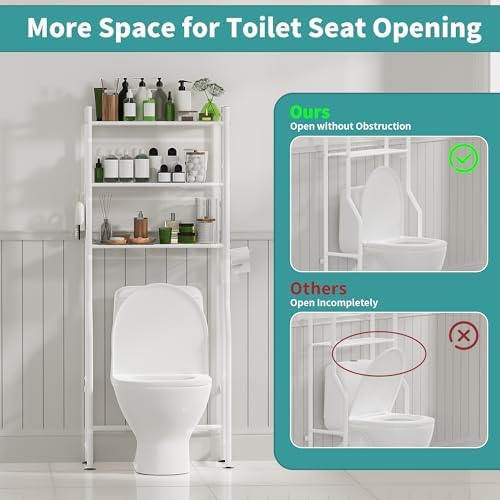 3-Tier Over Toilet Storage, Anti-Tip, 64" H, White