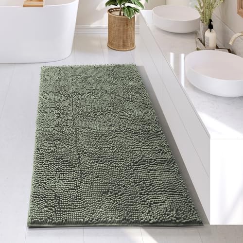Hearth & Harbor Bathroom Rugs, Chenille Bath Mat - Machine Washable Bath Mats for Bathroom Non-Slip Backing Rubber, Quick Dry Bathroom Mat