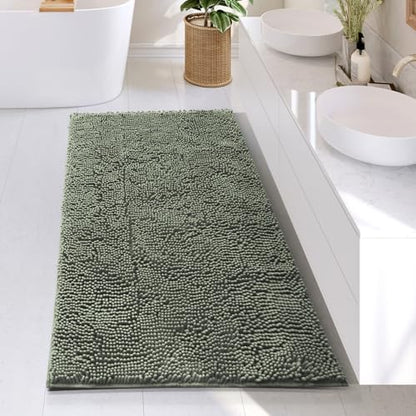 Hearth & Harbor Bathroom Rugs, Chenille Bath Mat - Machine Washable Bath Mats for Bathroom Non-Slip Backing Rubber, Quick Dry Bathroom Mat