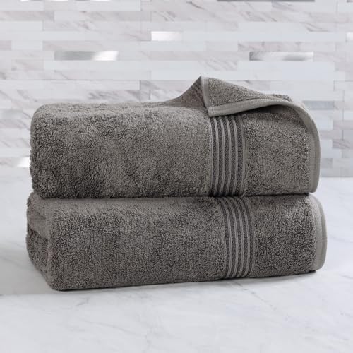 SUPERIOR Egyptian Cotton Bath Sheet Set, Oversized Towels for Home Bathroom, Master, Guest Bath, Decor Essentials, Quick Dry, Absorbent, Large Body Towel, Spa, Hotel, Resort, Set of 2, Charcoal