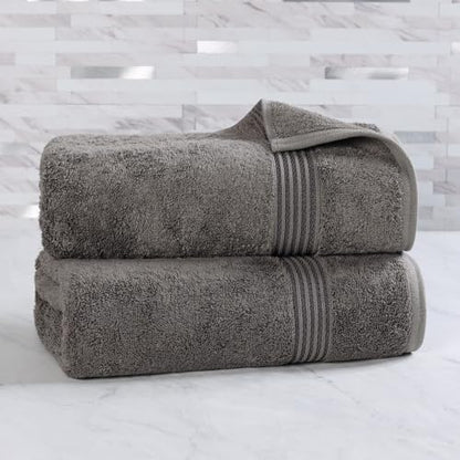 SUPERIOR Egyptian Cotton Bath Sheet Set, Oversized Towels for Home Bathroom, Master, Guest Bath, Decor Essentials, Quick Dry, Absorbent, Large Body Towel, Spa, Hotel, Resort, Set of 2, Charcoal