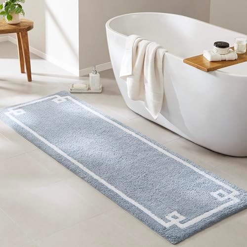 Madison Park Evan 100% Cotton Bath Runner Plush Absorbent, 24" x 72", Blue