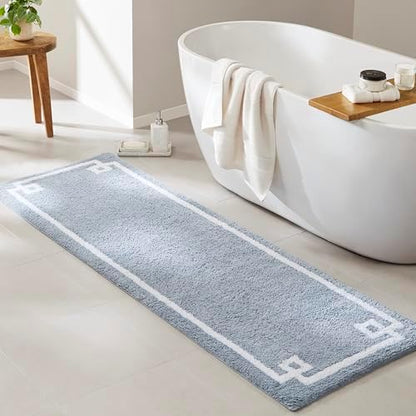 Madison Park Evan 100% Cotton Bath Runner Plush Absorbent, 24" x 72", Blue