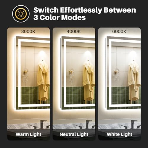 Briivue 68x36 Inch LED Bathroom Mirror with Lights, Backlit & Front Lit
