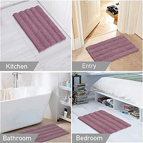 Turquoize Bathroom Rug 24"x36", Absorbent Chenille Bath Rug, Mauve/Rose