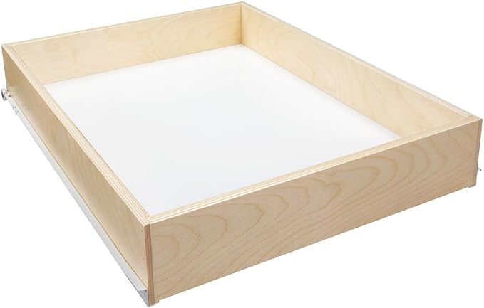 Sliding Pull-Out Shelf For Cabinets (Kitchen Replacement, Pantry Drawers, Cutlery Storage, etc.) 3 1/2" Tall - 21 3/4" Deep - Includes 3/4 Slides & Base Mounting - Clear Opening Width: (18.375" (3/8))