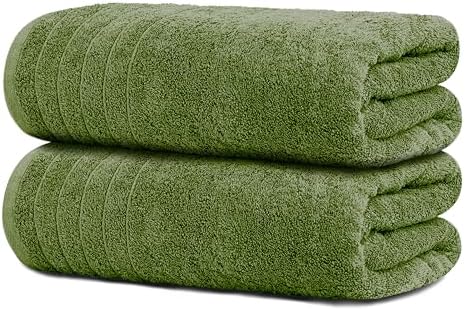 Tens Towels 2 Piece Extra Large Bath Sheets 35 x 70 Inches, Green