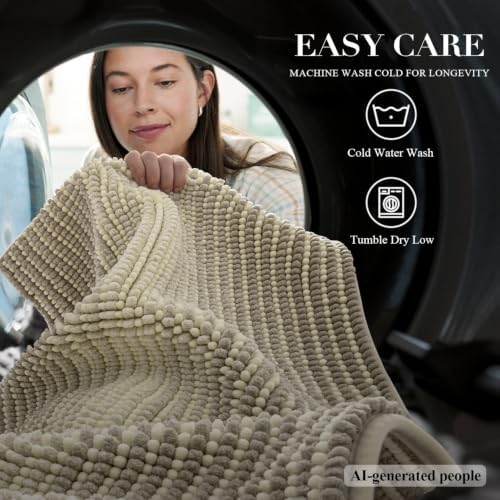 BSICPRO Bathroom Rugs, 20x32 Chenille Bath Mats, Sand