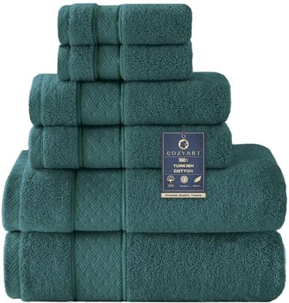 COZYART Bath Towel Set 6 PCS, Luxury 100% Turkish Cotton 650GSM Ultra Soft