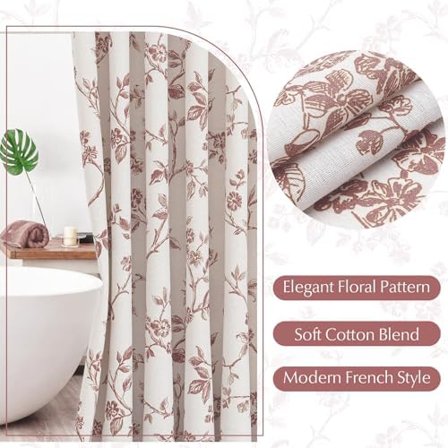 MitoVilla Small Stall Cotton Floral Shower Curtain for Bathroom,36 x 72