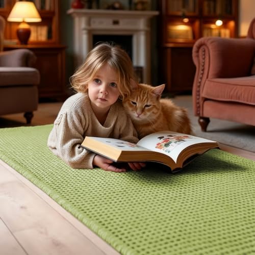 Extra Large Waffle Bath Mat Sage Green 6'x2'(72" x 24"), Boho Woven Modern Bath Mat Rugs, Absorbent Non Slip Bathroom Rugs, Soft Washable Bath Rugs with Tassels for Bathroom, Bedroom, Kitchen, Shower