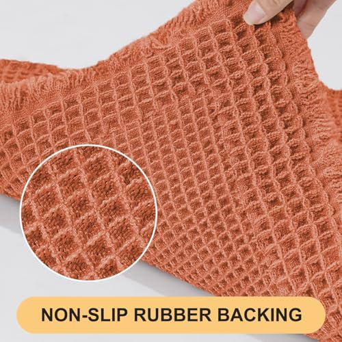 Upgrade Waffle Bath Mat, Boho Bathroom Rugs Absorbent Non Slip, Ultra Soft Bathroom Mat, Machine Washable Knit Bath Rugs with Tassels for Bathroom, Bedroom, Kitchen,Shower,Tub, 36"x24", Burnt Orange