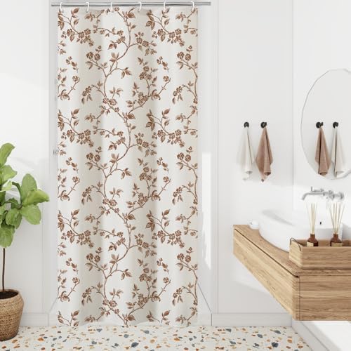 MitoVilla Small Stall Cotton Floral Shower Curtain for Bathroom,36 x 72