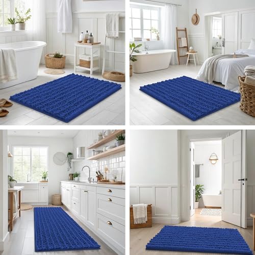 Smiry Bathroom Rugs 34X21, Extra Soft Rubber Backing Chenille Bath Mats