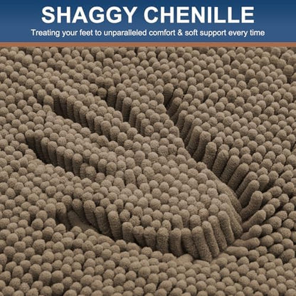 Smiry Chenille Bathroom Rugs Sets 2 Piece (36x24+24x16, Camel)