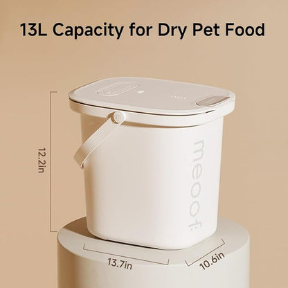 Vacuum Pet Food Storage Airtight Dry Pet Food Bucket 13L/15 lb Dog Food Storage Container for Dogs Cats Small Animals Rechargeable Sealed Storage Bin with Scoop Keep Pet Food Fresher