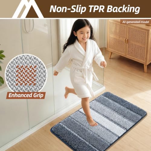 COSY HOMEER Bathroom Rugs 30x20,Ultra Soft Absorbent Bath Mat,Dark Blue