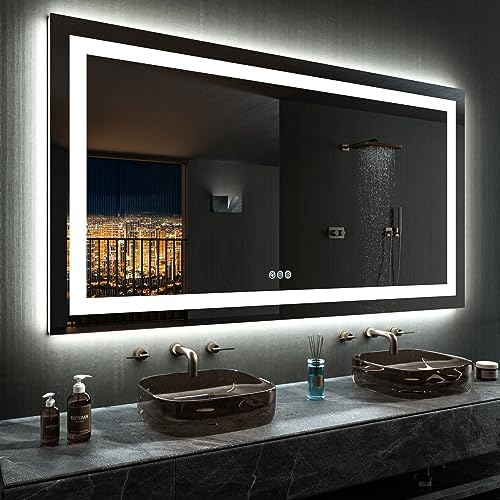 LOAAO 60"X30" RGB LED Bathroom Mirror with Lights, UL Listed