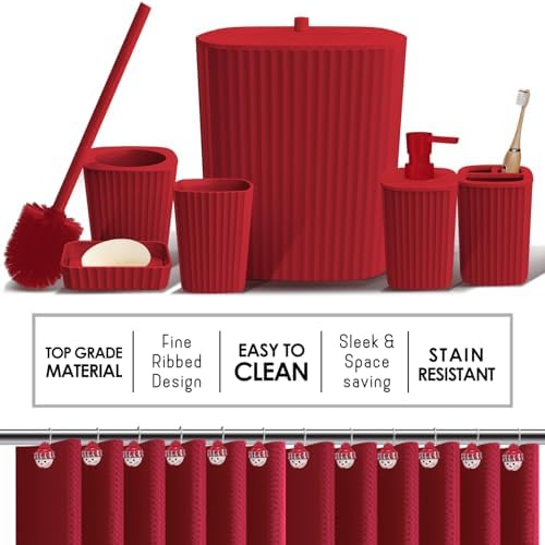 Clara Clark Bathroom Set - Christmas Bathroom Accessories Set, 27PC Bathroom Accessory Set, Christmas Bathroom Sets with Bathroom Rugs, Adhesive Corner Shower Caddy Hanging, Toilet Brush & Trash Can