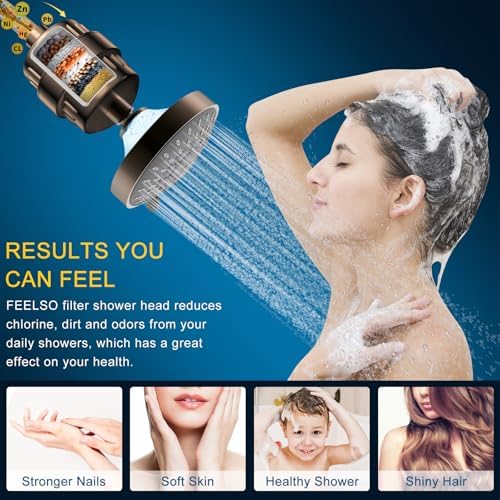 FEELSO Shower Head with Shower Filter, Filtered Shower Head for Hard Water