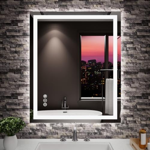 Amorho LED Mirror for Bathroom, 24"x30" with Front Light and Backlight