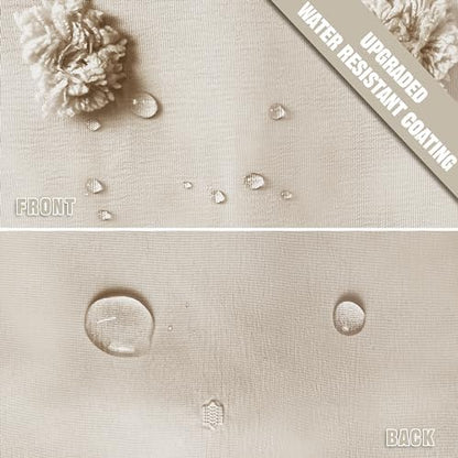Siiluminisoy Boho Farmhouse Natural Shower Curtain Woven Fabric Shower Curtain, 72 x 72 Tufted Pleat Floral Puffs Textured Modern Farmhouse Minimalist Shower Curtain Set with Hooks for Bathroom