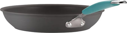 Rachael Ray Cucina Dishwasher-Safe Hard-Anodized Pots and Pans Set Non Stick Cookware, 12 Piece, Gray with Agave Blue Handles