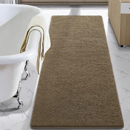 LOCHAS Luxury Bathroom Rug Shaggy Bath Mat 24 x 70 Inch, Tan