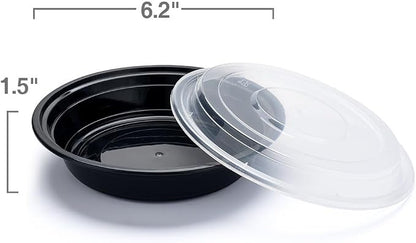 Glotoch 150 Pack of 16oz bulk meal prep containers with lids, Round commercial food storage, Professional to-go bowls for restaurants and catering, BPA-free and microwave, freezer and dishwasher safe