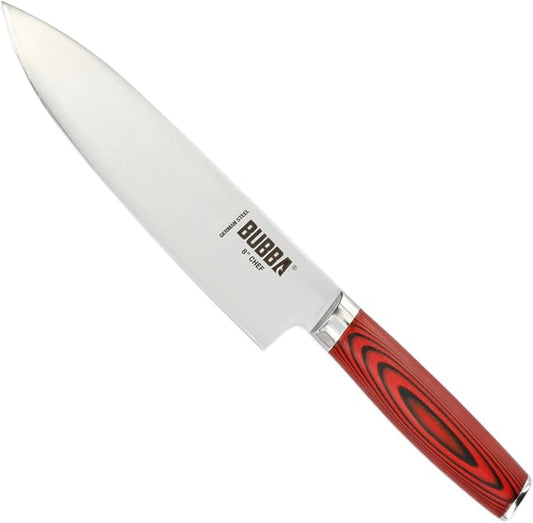 BUBBA Kitchen Series 8" Chef Knife, an all-purpose kitchen knife for Chopping, Mincing, Slicing and Dicing with a premium German Steel Blade for all your kitchen needs
