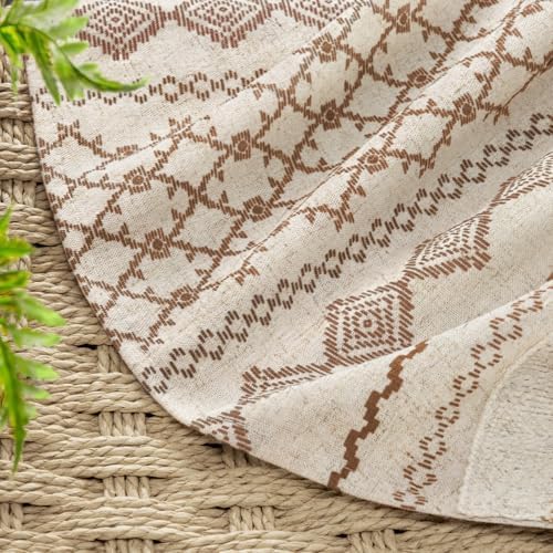 Brown Boho Linen Shower Curtain,72" W x 72" L