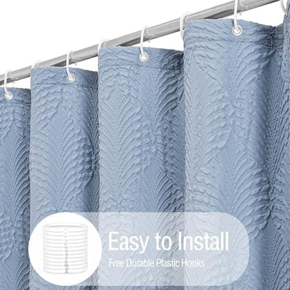 Gibelle Fog Blue Shower Curtain for Bathroom, Farmhouse Bath Curtain 72x72