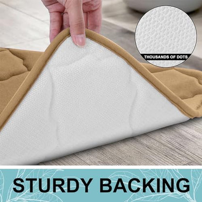 OLANLY Memory Foam Bath Mat Rug 40x32, Ultra Soft Bathroom Rugs, Dark Beige