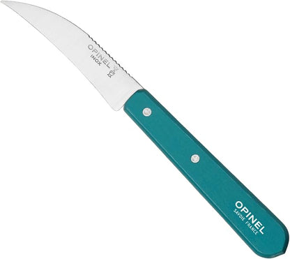 OPINEL Les Essentials - Small Kitchen 4 Piece Knife Set - Paring, Serrated, Peeler, Vegetable Knife, Corrosion Resistant High Carbon Steel, Made in France (Art Deco)