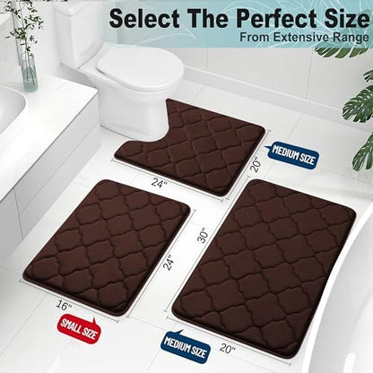 OLANLY Memory Foam Bath Mat Rug 24x16, Ultra Soft Bathroom Rugs, Brown