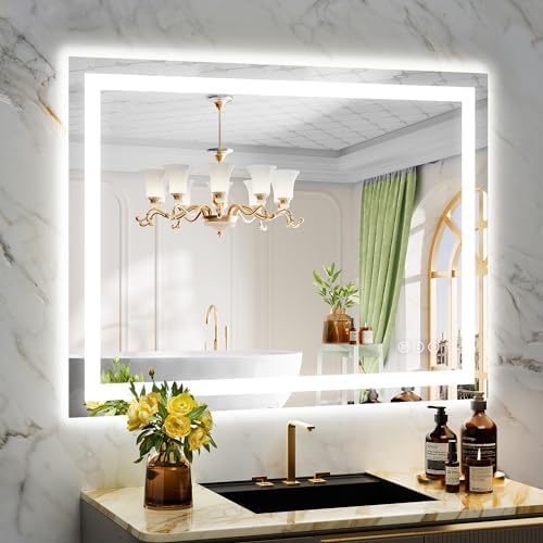 40x30 LED Bathroom Mirror with Lights, Lighted Vanity Mirror
