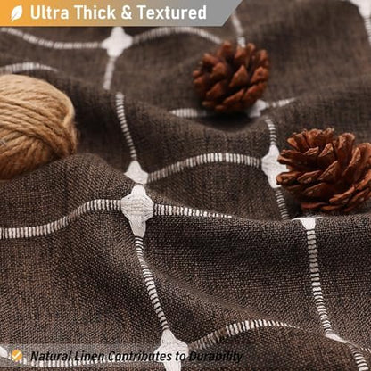 BTTN Stall Boho Farmhouse Linen Heavy Duty Shower Curtain Set, 36x72, Brown