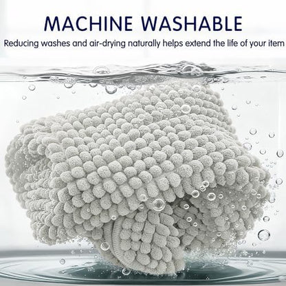 SUBRTEX Bathroom Rugs Chenille Bath Rug Soft Short Plush Bath Mat Soft Shower Mat Water Absorbent Shower Mat Quick Dry Machine Washable(Light Gray,18" x 24")