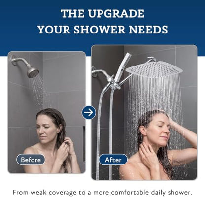G-Promise All Metal 14" Rain Shower Head with Handheld for Bathroom Upgrade