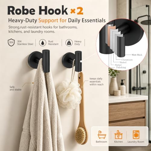 5 Piece Matte Black Bathroom Hardware Accessories Set, 24" Towel Bar Set